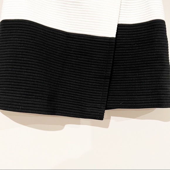 Alice + Olivia Lennon Quilted Lamb Leather Trim Crossover Asymmetrical Skirt 6 - Picture 6 of 13